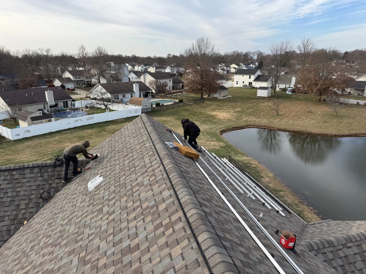 Professional solar installation crew
