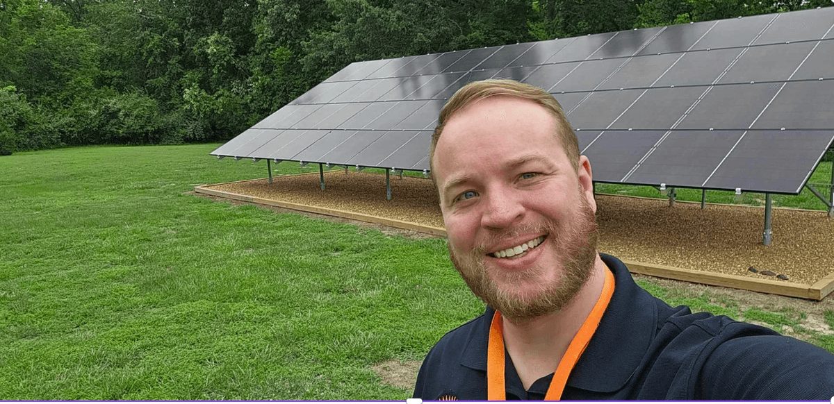 Ryan Cook at a solar installation in Illinois